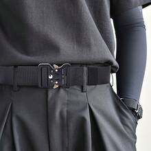 1-Piece Men's Tactical Belt, Durable Nylon Material, Loose Adjustable Design, Quick Automatic Buckle, Suitable For Work, Hiking, Outdoor Sports, Climbing Gear|Black Nylon Canvas - 黑色 - 查看 4