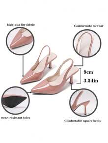 Sandalias de tacón de gatito de punta afilada para mujer - Rosa vieja - Ver 8