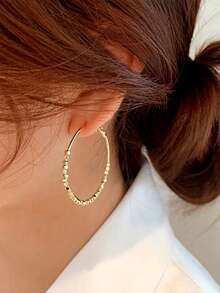 Golden Hoop Earrings - Anti-Allergic, Large Circle, Versatile, And Perfect For Everyday Wear Or As A Gift - No Plating, No Gemstones, Alloy Material