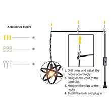 Industrial Plug-in Globe Pendant Light E26 Base Vintage Spherical Hanging Lights Lantern 14.76ft Power Cable and ON/Off Switch for Living Room Kitchen Restaurant (without bulb) - Tipo de Enchufe A USA (110-127V) - Ver 7