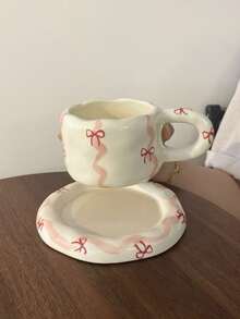 一套花卉图案陶瓷咖啡杯碟，手绘欧式陶瓷杯碟，可爱早餐牛奶杯、水杯、果汁杯、下午茶杯，高品质办公水杯，礼品杯 - 彩色 - 查看 10