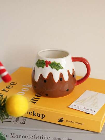 CMYD Studio 1 件 320 毫升圣诞手绘姜饼人陶瓷杯，多个姜饼人和滑雪形状设计，适合圣诞节家庭聚会、晚餐、咖啡、茶和返校节日礼物