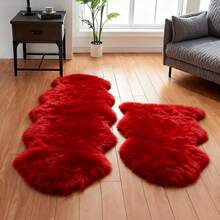 Alfombra de área de piel de oveja sintética - Diseño minimalista moderno para sala de estar, dormitorio y decoración del hogar - Respaldo suave, lavable a máquina - Regalo perfecto de invierno, alfombras de felpa, alfombras de lana, alfombras de otoño/invierno, alfombras gruesas/esponjosas