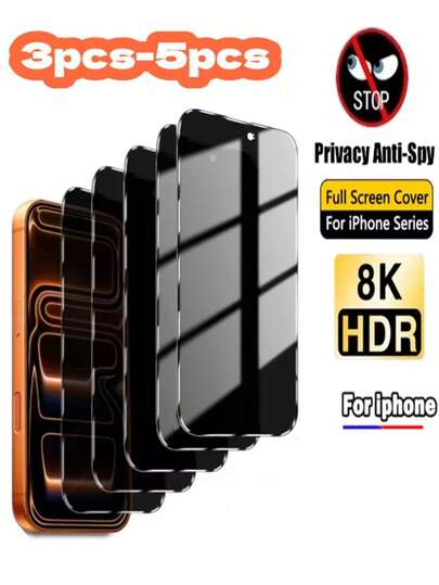 3-5pcs/Pack Screen Protector/Anti-Spy Screen Protector/Tempered Glass Film/Anti-Spy/Eye Protection/Anti-Scratch/Anti-Fingerprint/High Transparency/Compatible With IPhone/Phones & Phone Accessories/Screen Protector/Phone Screen Protector