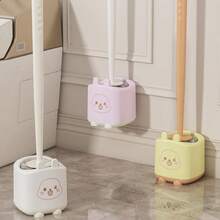 1 pieza Cepillo de baño para el hogar sin rincones muertos, con asiento inferior, cepillo de limpieza montado en la pared, mango de plástico reforzado