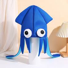 Four-Color Velvet Squid Hat Octopus Hat Party Performance Prop Novelty Toy Funny Hat - 訂製紅色章魚帽 - 查看 9