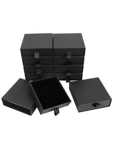 1/3/5/10件装首饰礼盒，方形纸板首饰礼盒，黑色，尺寸3.5 x 3.5 x 1英寸，带盖，适用于项链、戒指、耳环等首饰的展示盒，耳环、戒指、项链收纳盒，礼品包装盒，适合各种场合的完美礼盒，情人节等节日也适用。 - 彩色 - 查看 1