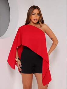Boho Chic Blouse With Inner Bandeau Top - Women's Multi-Way Cape - 紅色 - 查看 5