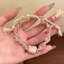 New Chinese Style Blue Cat Beaded Bracelet Cute And Adorable KT Cat Multicolored Woven Rope Sweet Girl Heart Hand Jewelry - S121 Dây thừng nhiều màu sắc  [Xanh dương] - Xem 4