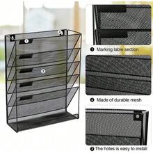 Supernic 6-Story Wall Mounted Magazine File Rack A4 Mail Sorting Organizer With Hollowed Out Mesh Desktop File Organizer, Suitable For Home And Office (Black) - Negro - Ver 6