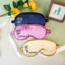 Personalized Birthday Flower & Name Eye Mask - Bridesmaid Gift, Bride Wedding Gift, Custom Satin Sleep Mask, Bachelorette Party Gift - Multicolor - View 5