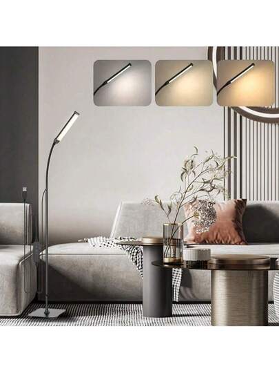 Yogle LED Vloer Lamp, Reading Lamp [120 LEDs, Modes 3000K 6000K 10 Brightness Settings] Dimmable Tafel Flexible Gooseneck Tube, Living Room, Bedroom Office view 4