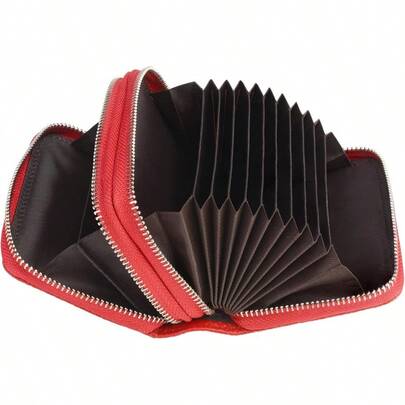 Women's RFID Blocking Leather Zipper Wallet Purse Credit Card Case Holder