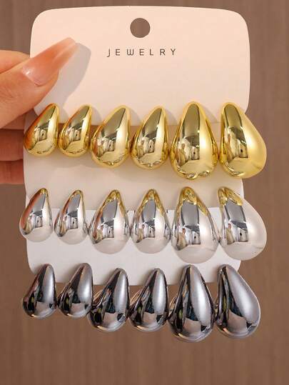 Set di 6-18 pezzi di orecchini a goccia d'acqua di moda in colori assortiti, set di orecchini a perno, gioielli di stile, regalo per feste