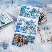 have a good day 1 Book 20 Sheets Winter Character And Snow Scene Theme PET And Washi Sticker Book Personalized Junk Journal Aesthetics Scrapbooking DIY Collage Card Material Handmade Hand Account Office & School Supplies - Multicolor - View 9