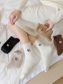 5 Pairs Women's Autumn/Winter Cartoon Anime Style Warm Comfortable Breathable Mid-Calf Socks