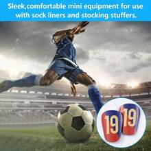 1 Pair Mini Master Red & Blue Diagonal 19 Number Football Shin Guards, Adult Clip-On Leg Protectors - Thick & Durable Mini Football Shin Pads, Suitable For All Seasons - Multicolor - View 6