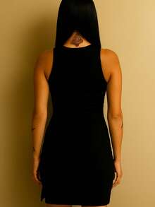 Vestido Feminino Básico e Leve Estampado Dragão Brilhante Perfeito Canelado Do Tamanho 36 Ao 44 - Preto - Visão 3