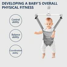 Lcchabls Baby Doorway Jumper For 6-36 Months,Portable Baby Jumper & Bouncer,Balance & Coordination Trainer,Secure Clamp,Steel Spring,Adjustable Strap,Soft Seat - Grey - View 7