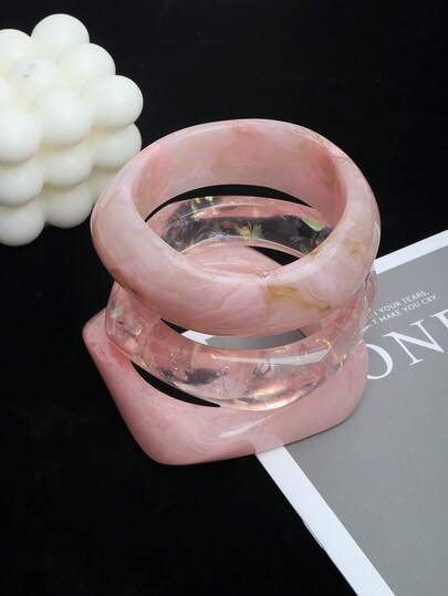 3ชิ้น สร้อยข้อมืออะคริลิค สไตล์โบฮีเมียน เครื่องประดับลำลองสีสันสดใสแฟชั่น - เหมาะสำหรับสวมใส่ในชีวิตประจำวันหรือให้เป็นของขวัญ