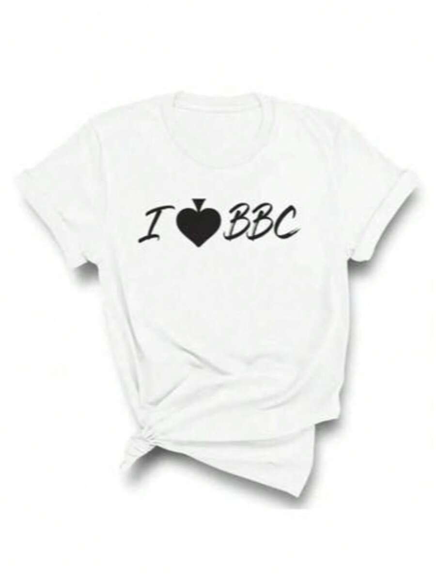 Hot Sexy Tshirt I LOVE BBC Women And Men's Shirts Girl's Cotton T-Shirts For Women Plus Size Summer Top Tee White Fun Shirts - 白色 - 查看 1