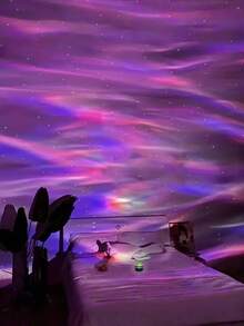 Aurora Borealis Starry Sky LED Projector Lamp - 7 Color Changing + 3 Modes, Bright Bedroom Atmosphere Lighting Nightlight Pink Room Decoration Ceiling Cloud-Shaped LED For Fall Home Theater Projection Sleep Aid Live Stream Ambient - 彩色 - 查看 5