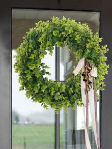 Guirlanda artificial de eucalipto, decoração para casa, decoração para festas ao ar livre, feita de fibra de poliéster, adequada para escolas, dormitórios, escritórios, festas, feriados, hotéis, restaurantes, salas de estar, quartos, casamentos, decorações verdes. - Verde - Ver 3