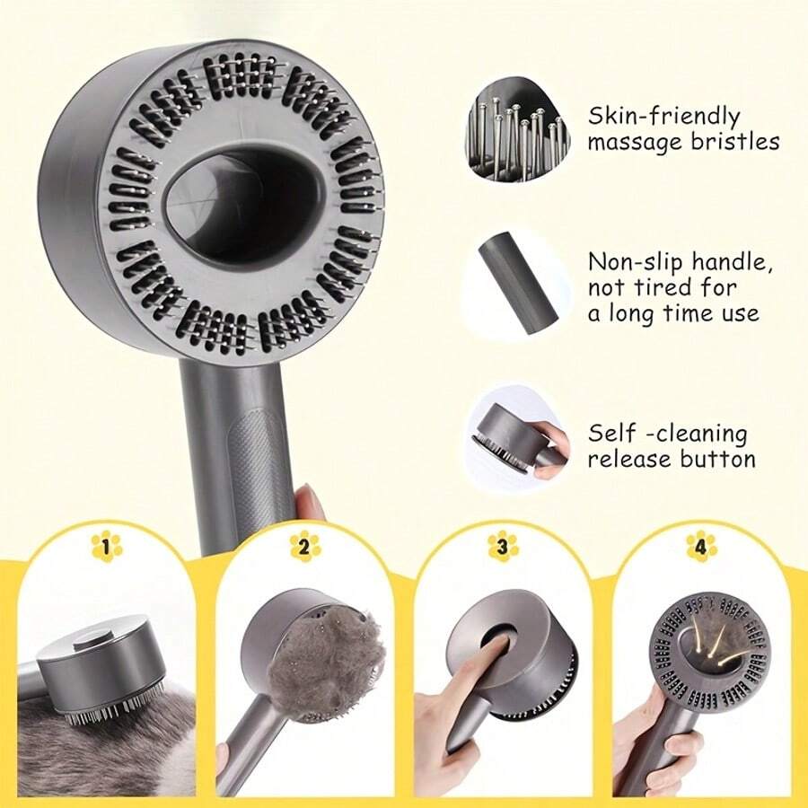 1pc Pet Hair Grooming Tool Accessory, Deshedding Brush, Pet Hair Brush, Compatible With V7 V8 V10 V11 V15 Series Vacuums - Grey - View 1