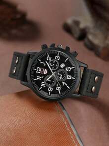 LIANDU LIANDU Đồng hồ nam, 1 bộ, chức năng lịch, kiểu dáng thể thao, thường ngày, mặt tròn với chữ số Ả Rập, dây đeo PU, dây đeo PU dệt kiểu quấn quanh, thích hợp để đeo hàng ngày, làm quà tặng sinh nhật, dự tiệc và các dịp lễ; cũng là món quà lý tưởng cho bản thân hoặc bạn bè. Không bao gồm hộp quà. - màu đen - Xem 6