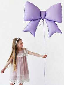 46件/套紫色蝴蝶结气球套装，包含蝴蝶结铝箔气球、白色丝带和胶水，是节日派对的必备装饰道具，适用于生日派对、周年纪念日、婚礼场景装饰、情人节礼物、母亲节礼物。 - 紫色 - 查看 8