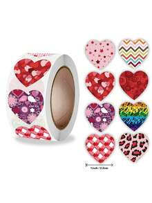 1 Inch Heart Stickers, Round Foil Shiny Hearts, Self-Adhesive Decorative Stickers, Suitable For Envelope Sealing, Birthday, Wedding, Valentine's Day And Event Decoration, Birthday Party - Multicolor - View 2