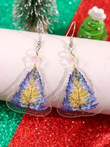 1 Pair Fashionable Creative Personalized Delicate Star & Blue Christmas Tree Accessories, Suitable For Holiday Parties, Casual & Versatile - Multicolor - View 6