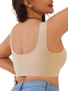 New Seamless Wireless Full Coverage Women'S Bras, Mature Solid Color, High Support, Comfortable And Breathable Back, Knitted Fabric With Mesh Details, Non Removable Pads - Perfect For Spring Festival And Mother'S Day! - Màu Khỏa thân - Xem 3