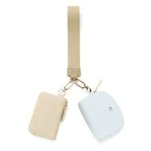 Mini Zip Around Wristlet Wallet For Women Dual Pouch Wristlet  Portable Wallet Coin Purse Mini Women Coin , Women's Wrist Lanyard Keychain With Detachable Mini Wallet & Card Holder Pouches, Ideal Christmas Stocking Stuffer Gift For Travel, Everyday Carry, Keys, Cards And Small EssentialsPocket - Light blue Gold - 查看 9