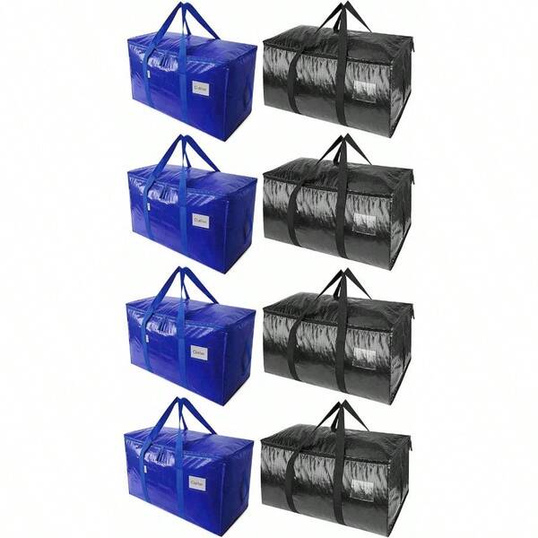 8 Pack Heavy Duty Moving Bags With Zippers And Strong Handles Packing Bags For Storage Travel Camping SpaceSaving Alternative To Moving Boxes 8 Pack 4 Blueand4 Black