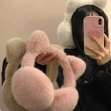 可爱毛绒猫耳耳罩，保暖防风耳套，可折叠，适合骑行、学生，冬季白色耳罩 - 彩色 - 查看 2