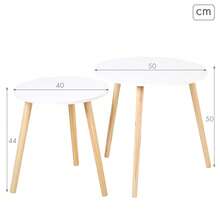 Max Home 兩件套邊桌，尺寸分別為直徑 40x44 厘米和 50x50 厘米，最大承重 5 公斤，可嵌套，白色，原木色桌腿，適用於客廳、餐廳、辦公室等場所，可作裝飾，現代風格 ✅ 24/48 小時內送達西班牙（半島） - 白木 - 查看 4