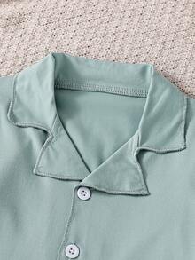 Set Pakaian Rumah Lucu 4 Potong untuk Bayi Perempuan Sepanjang Musim, Motif Bunga & Warna Polos, Atasan Lengan Panjang dan Celana Panjang dengan Kerah Lipat dan Kancing - MultiWarna - View 7