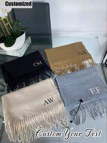 1pc Customized Name Scarf, Women's Personalized Shawl, Shawl With Printed Name, Letter Combination Scarf, Elegant Scarf, Printed Shawl, Customized Text, Personalized Gift, Soft & Comfortable Shawl, Extra Large Scarf, Evening Dress Shawl - Multicolor - View 8