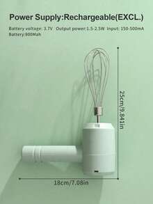 AOYI 1 件可充电 1200mAh 手持电动搅拌机，双头设计带充电线，家用打蛋器面团搅拌机，适用于蛋糕和奶油 - 綠色 - 查看 11