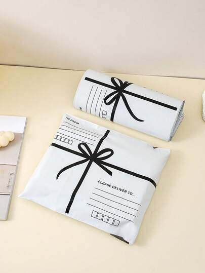 10个装黑色蝴蝶结封口礼品袋，多功能包装袋，高品质礼品袋，快递袋，装饰礼品、服装鞋帽，适用于节日派对、婚礼和小企业包装