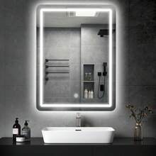 Espejo de baño LED con iluminación Espejo de baño con interruptor táctil, regulable, 3 colores de luz Espejo de baño ajustable con iluminación