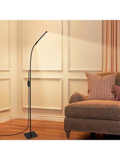 Yogle Flexible 1.4 Meter LED Vloer Lamp Dual Setting Eye Friendly Reading Lamp, Powered By USB, Adjustable Brightness, Living Room Bedroom, Stylish Zwart Bedroom view 3