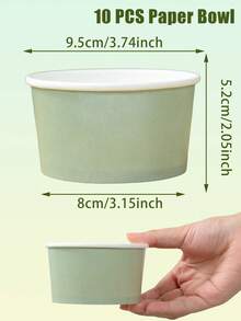 10个灰绿色一次性纸碗，冰淇淋碗，爆米花纸碗，糖果碗，一次性餐具，零食碗，一次性食品容器，饼干烘焙碗，春季派对用品，适用于各种食物，婚礼装饰，新娘送礼会回礼，生日派对装饰，婴儿性别揭晓派对用品，节日派对装饰，厨房用品，露营野餐配件，春季装饰品 - 灰綠色 - 查看 9