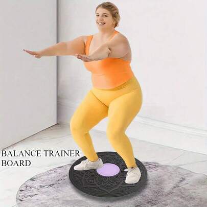 1pc Fitness Balance Board, Seesaw, Balance Footpad, Exercise Balance Ability, Rehabilitation Training Yoga Board, Fitness Equipment Yoga Mat, Unisex, Purple, Grey