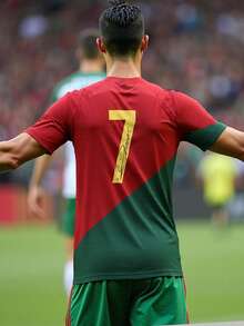 DREAMSPORT 1pc Portugal #7 Soccer Jersey, Casual Sports Style, Round Neck Short Sleeve Football Uniform, Suitable For Fan Cheering, Match Watching, Team Training