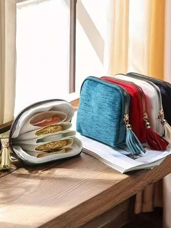 旅行首饰袋，天鹅绒首饰收纳袋，天鹅绒拉链口袋收纳袋，女士首饰整理盒，礼品拉链首饰袋，旅行/商务旅行首饰袋，流苏收纳袋，珍珠手链布袋，复古首饰袋，母亲节礼物