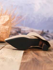 Women's Ankle Boots, Apricot Suede Texture, Chunky Heel, Western Style, Side Zipper, Suitable For Party And Holiday, Autumn/Winter