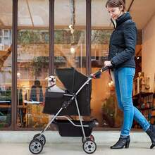 Pet Stroller Cat Dog Cage Stroller Travel Folding Carrier,