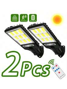 1/2/4/6/8pcs 8000W Solar LED Lights, Waterproof Outdoor Wall Lamp With Adjustable Motion Sensor And Remote Control - No Battery Needed, Suitable For Garden, House, Yard, Garage Lighting